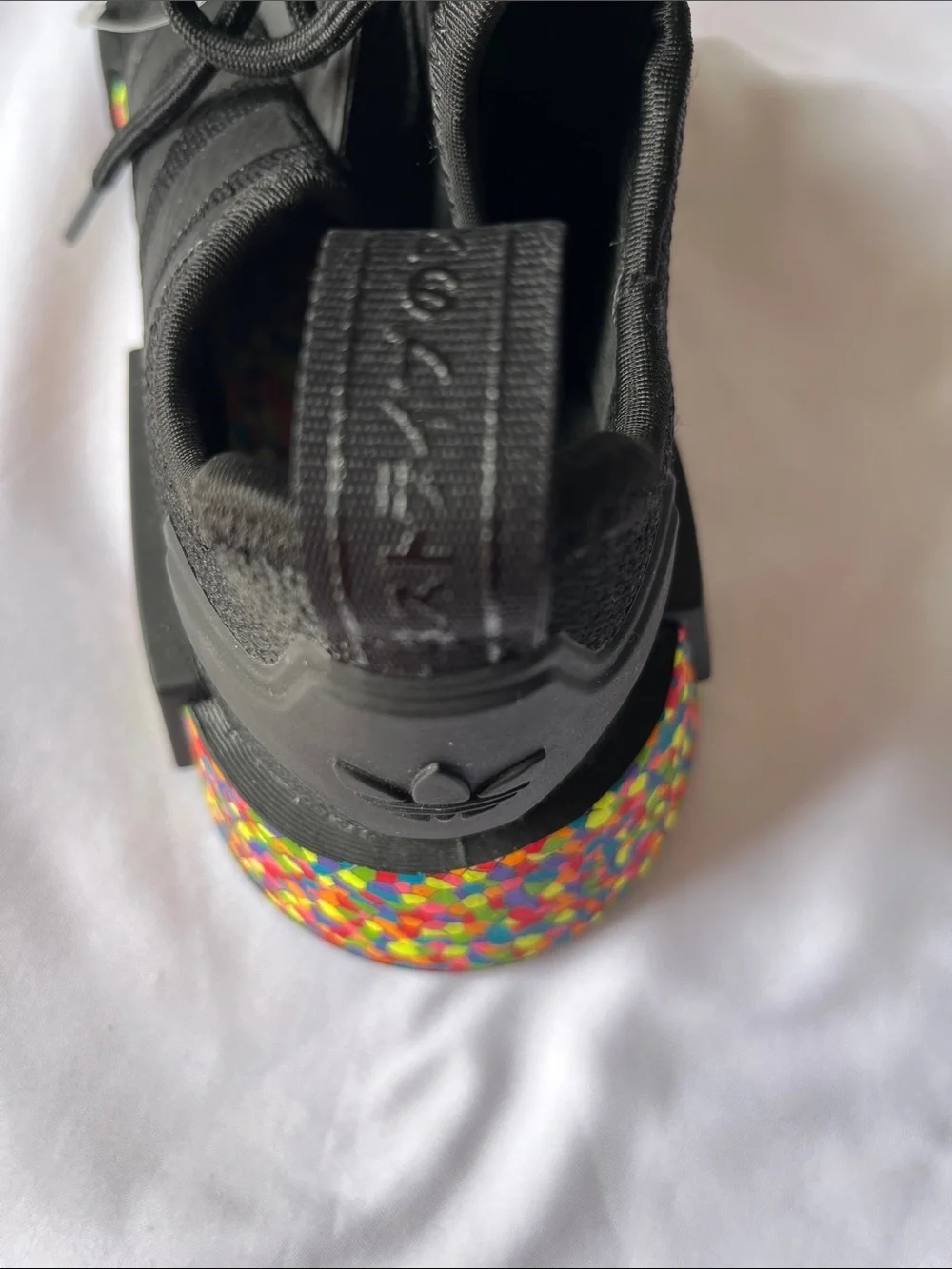 adidas Kids Black Sneakers with Rainbow Sole Accent